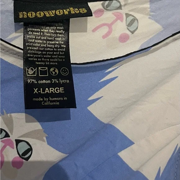 Nooworks Blue and White Cat Print Dress - Picture 2 of 3